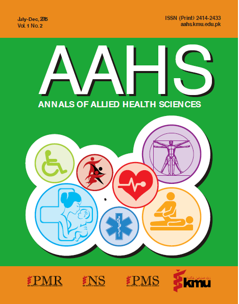 					View Vol. 1 No. 2 (2015): Annals of Allied Health Sciences
				